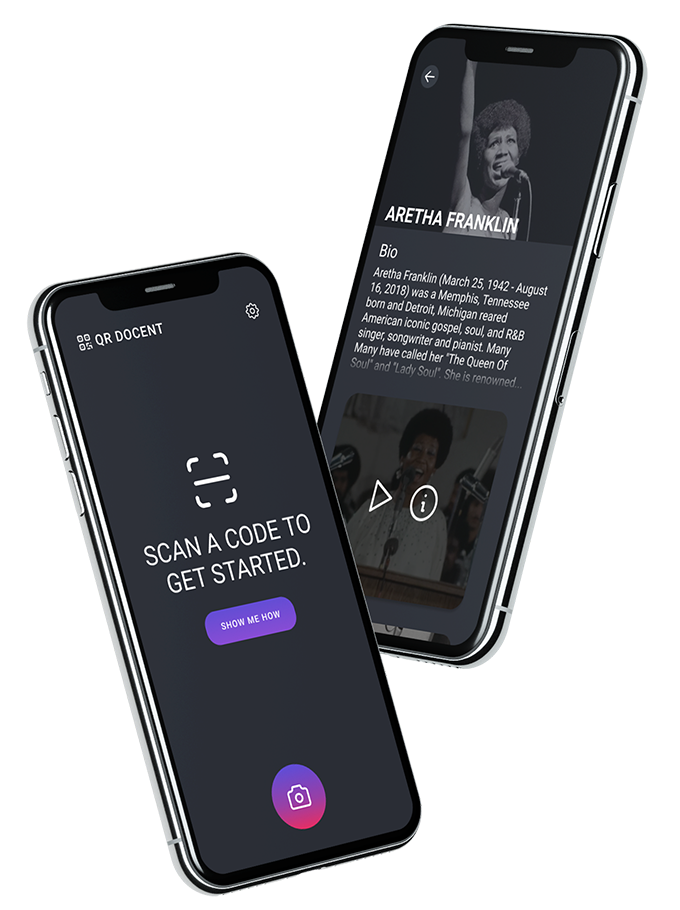 QR Docent App Mockup on Device