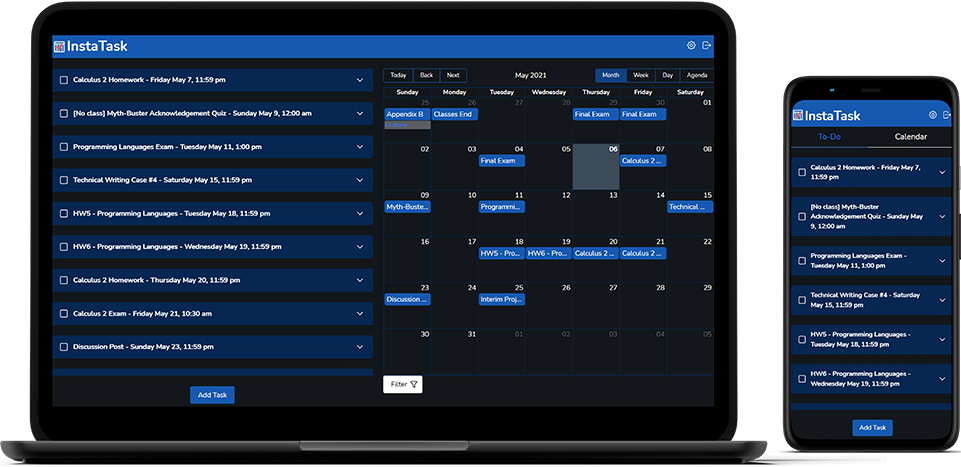 Screenshot from my InstaTask project