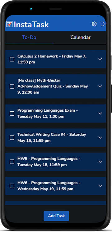 Screenshot from my InstaTask project